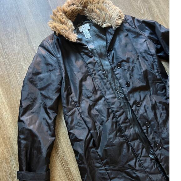 Armani Exchange Detachable Faux Fur Trim Black Coat - Picture 3 of 8